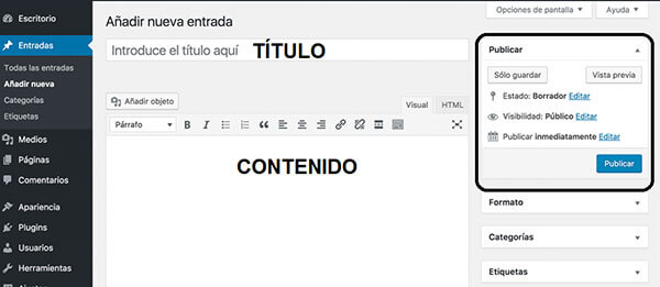 Editar una entrada en WordPress