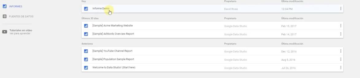 Google Data Studio analítica