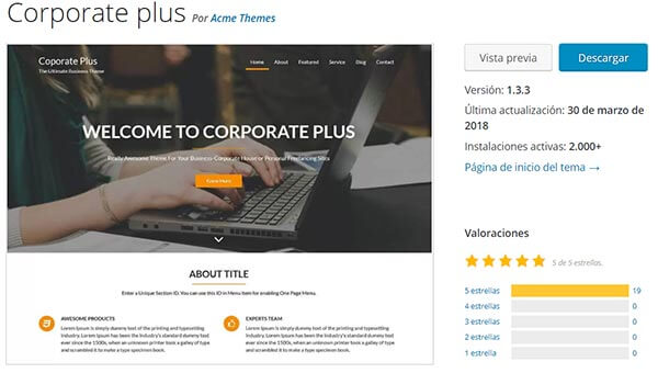 Plantilla wordpress corporate