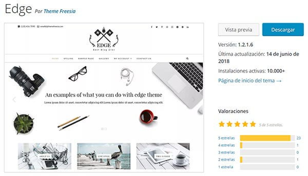 Plantilla wordpress Edge