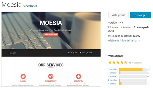 Plantilla wordpress Moesia