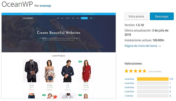 Plantilla wordpress Oceanwp