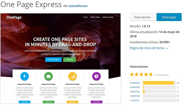 Plantilla wordpress one express