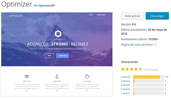 Plantilla wordpress Optimizer