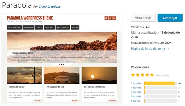 Plantilla wordpress Parabola