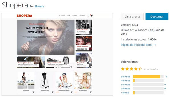 Plantilla wordpress shopera