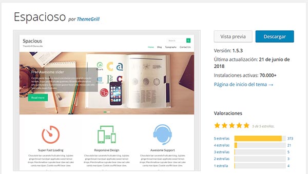 Plantilla wordpress spacious