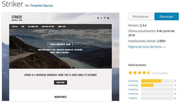 Plantilla wordpress Striker
