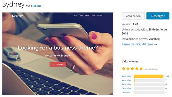 Plantilla wordpress Sydney