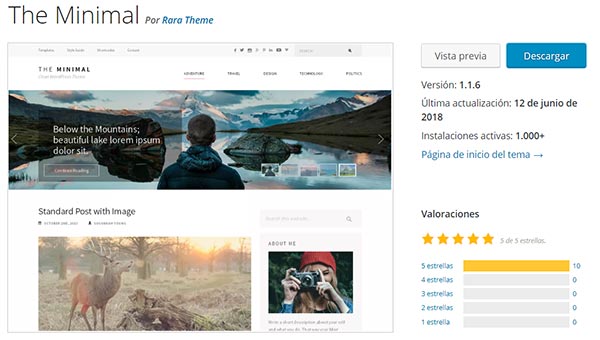 Plantilla wordpress Minimal