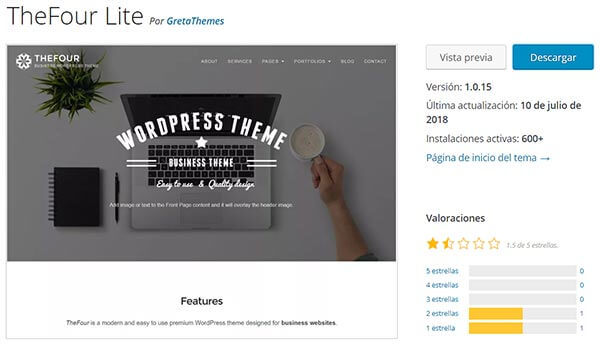 Plantilla wordpress Thefour Lite