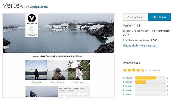 Plantilla wordpress vertex