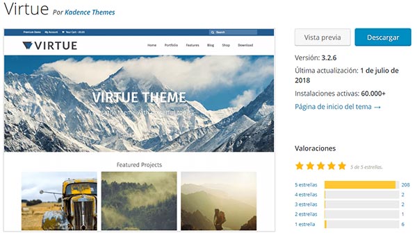 Plantilla wordpress Virtue