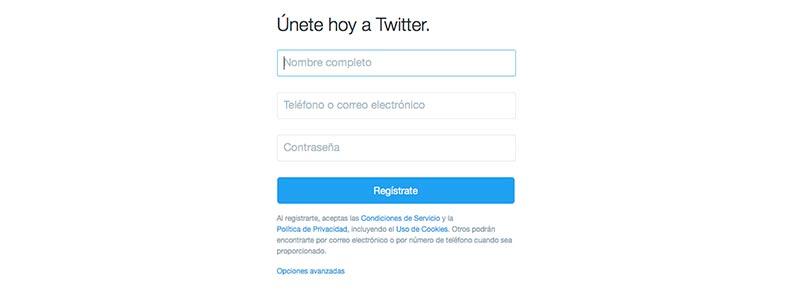 Crear cuenta de twitter