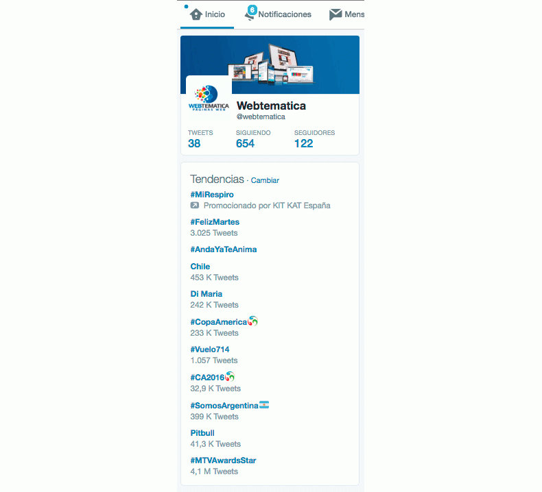 Menu lateral Izquierdo Twitter